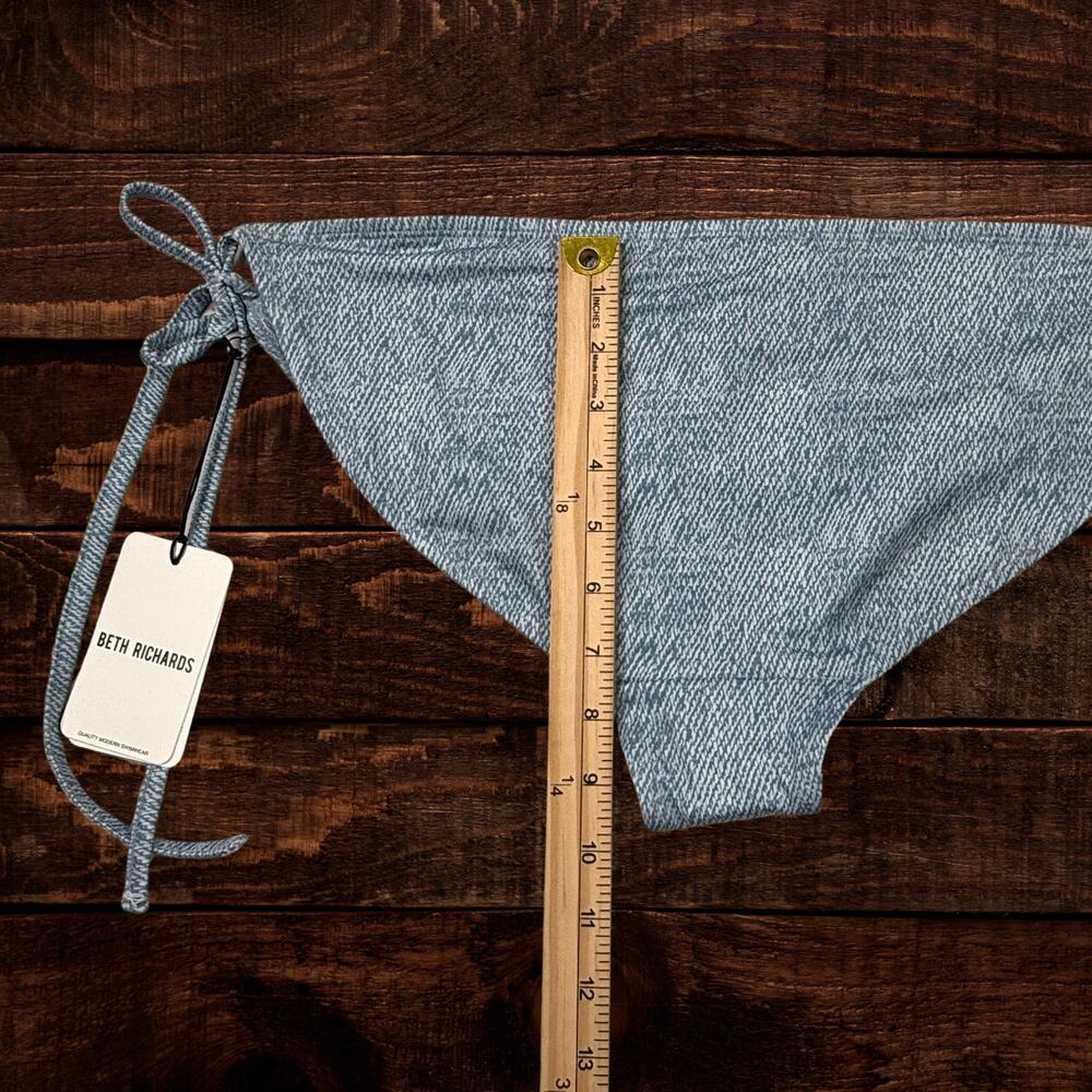 Free People Beth Richards Rio String Bikini Bottoms Denim Blue White XL - Picture 8 of 9